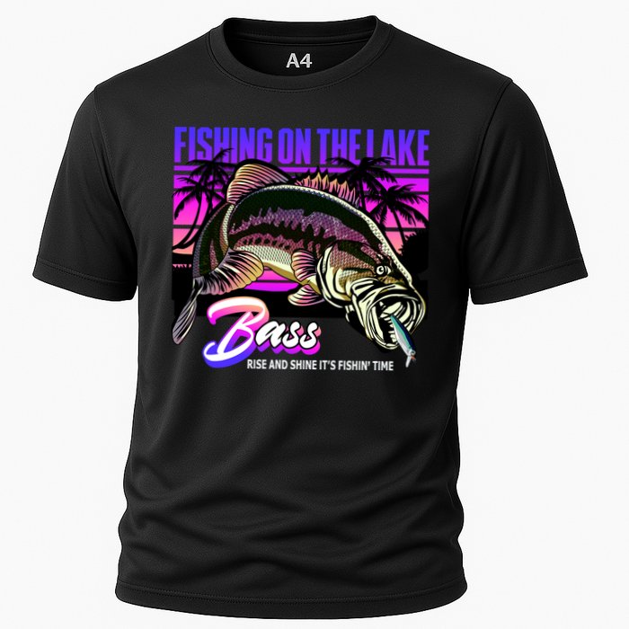 Rise N Shine Its Fishing Time Bass Lake Cooling Performance Crew T-Shirt