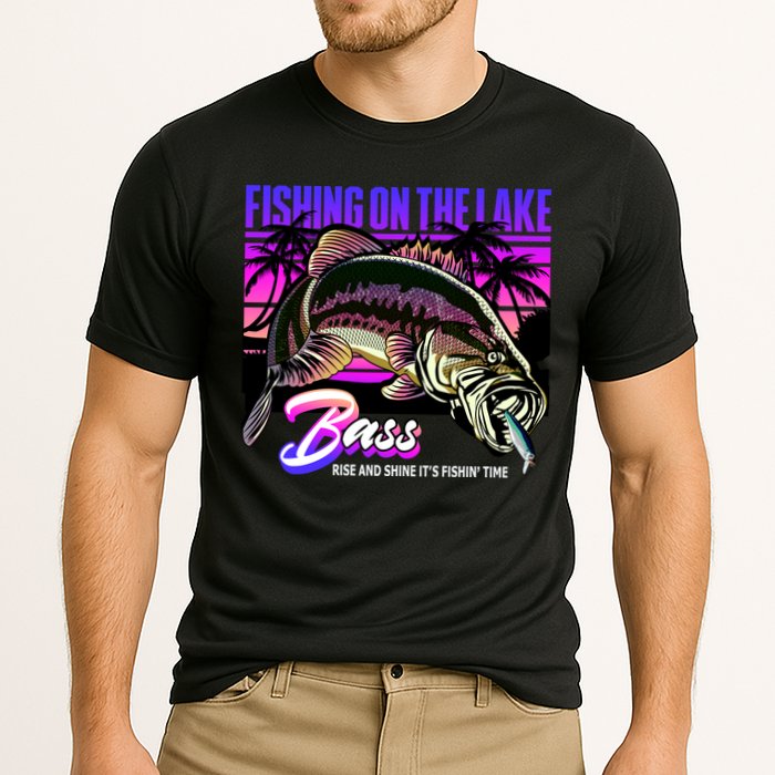 Rise N Shine Its Fishing Time Bass Lake Cooling Performance Crew T-Shirt