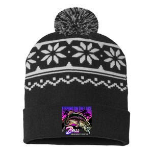 Rise N Shine Its Fishing Time Bass Lake USA-Made Snowflake Beanie