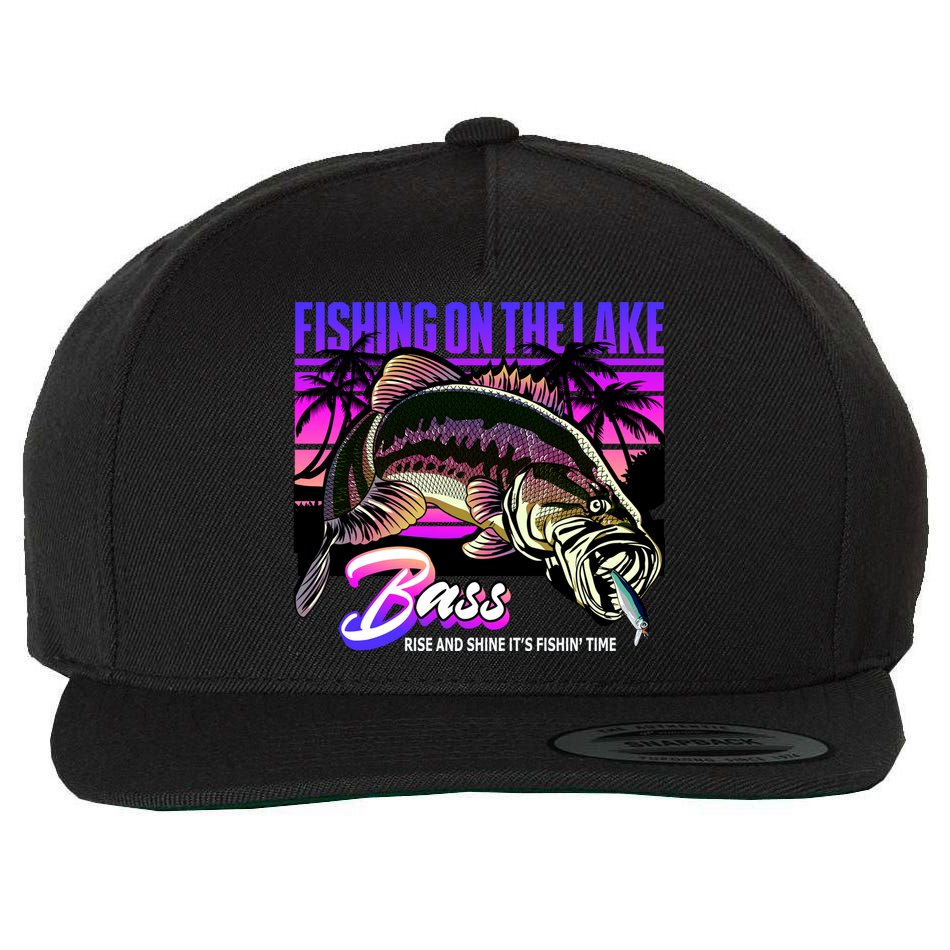 Rise N Shine Its Fishing Time Bass Lake Wool Snapback Cap