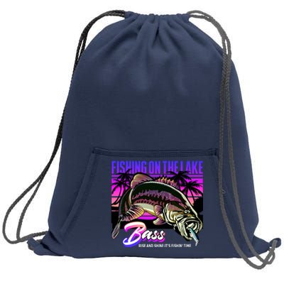 Rise N Shine Its Fishing Time Bass Lake Sweatshirt Cinch Pack Bag