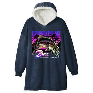 Rise N Shine Its Fishing Time Bass Lake Hooded Wearable Blanket