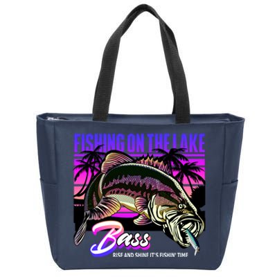 Rise N Shine Its Fishing Time Bass Lake Zip Tote Bag