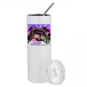 Rise N Shine Its Fishing Time Bass Lake Stainless Steel Tumbler