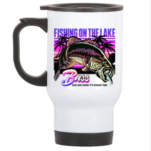 Rise N Shine Its Fishing Time Bass Lake Stainless Steel Travel Mug