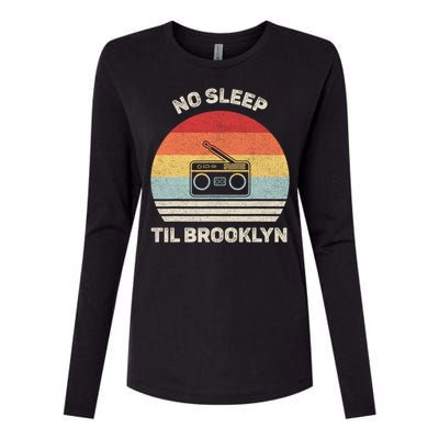 Retro No Sleep Til Brooklyn Gift Old School Portable Stereo Gift Womens Cotton Relaxed Long Sleeve T-Shirt