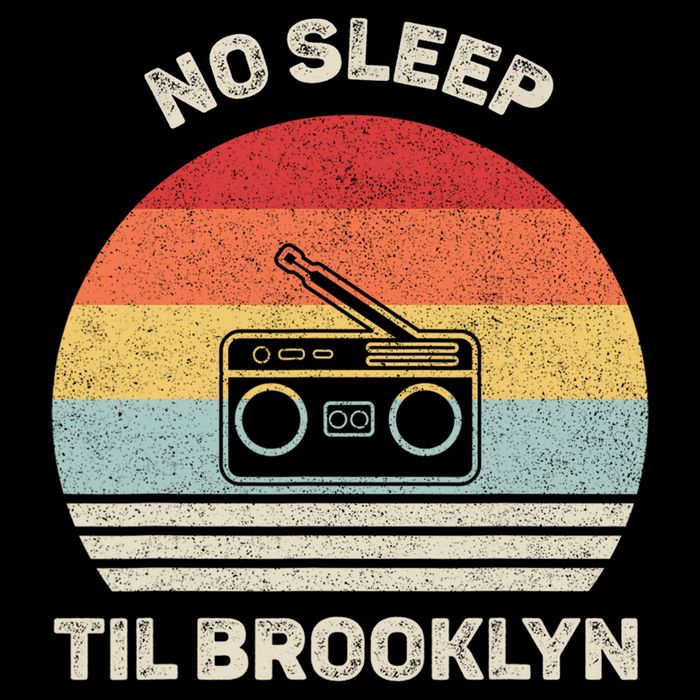 Retro No Sleep Til Brooklyn Gift Old School Portable Stereo Gift Flatbill Hat