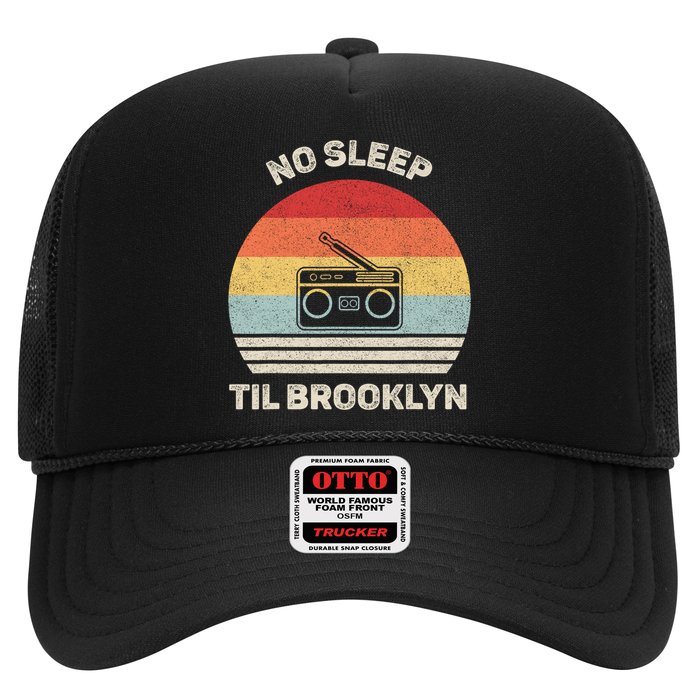 Retro No Sleep Til Brooklyn Gift Old School Portable Stereo Gift Trucker Hat