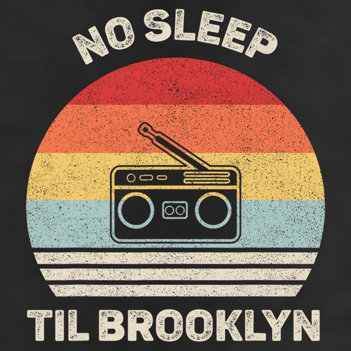 Retro No Sleep Til Brooklyn Gift Old School Portable Stereo Gift Trucker Hat