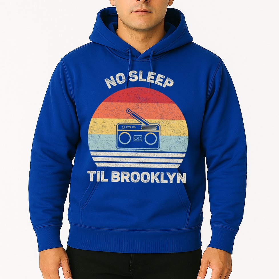 Retro No Sleep Til Brooklyn Gift Old School Portable Stereo Gift Hoodie