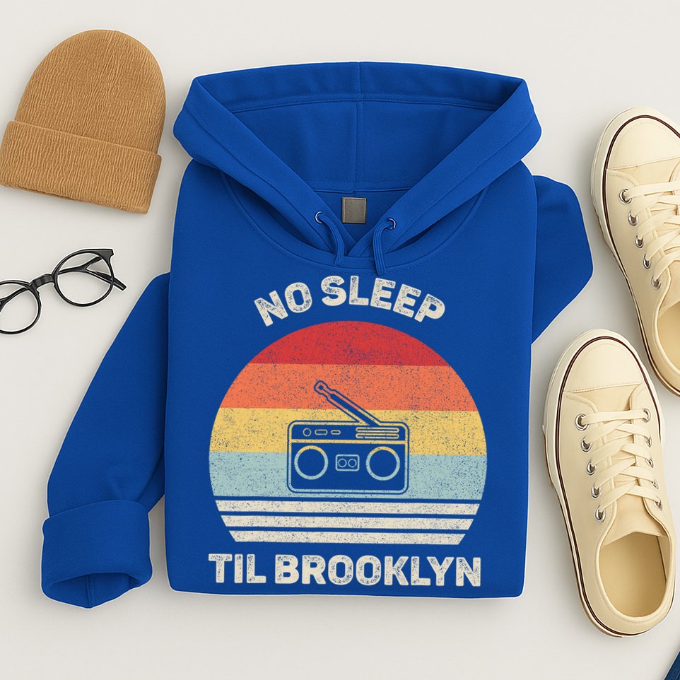 Retro No Sleep Til Brooklyn Gift Old School Portable Stereo Gift Hoodie
