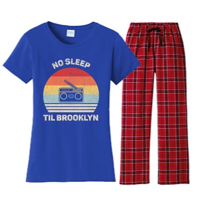 Retro No Sleep Til Brooklyn Gift Old School Portable Stereo Gift Women's Flannel Pajama Set