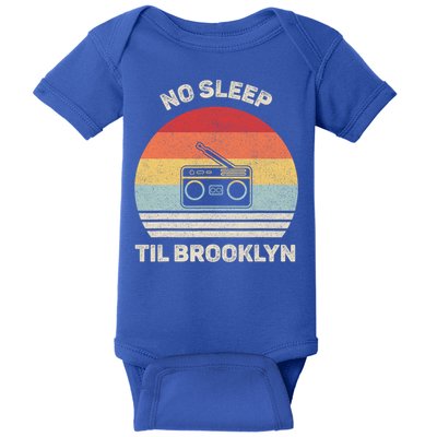 Retro No Sleep Til Brooklyn Gift Old School Portable Stereo Gift Baby Bodysuit
