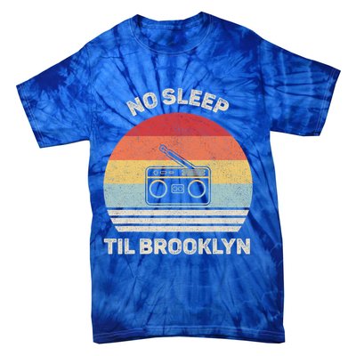 Retro No Sleep Til Brooklyn Gift Old School Portable Stereo Gift Tie-Dye T-Shirt