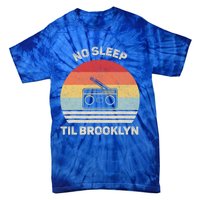 Retro No Sleep Til Brooklyn Gift Old School Portable Stereo Gift Tie-Dye T-Shirt