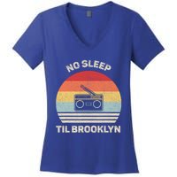 Retro No Sleep Til Brooklyn Gift Old School Portable Stereo Gift Women's V-Neck T-Shirt