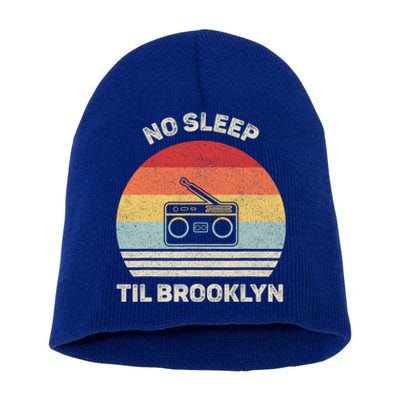 Retro No Sleep Til Brooklyn Gift Old School Portable Stereo Gift Short Acrylic Beanie