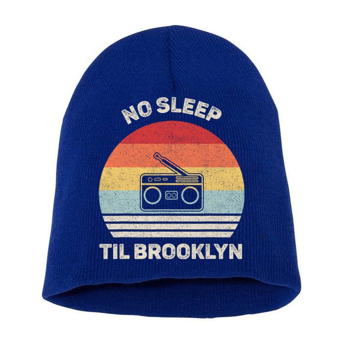 Retro No Sleep Til Brooklyn Gift Old School Portable Stereo Gift Short Acrylic Beanie