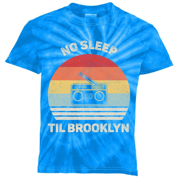 Retro No Sleep Til Brooklyn Gift Old School Portable Stereo Gift Kids Tie-Dye T-Shirt