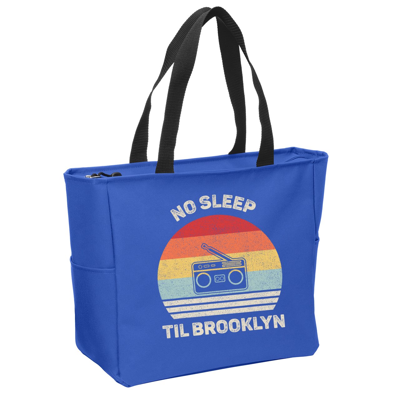 Retro No Sleep Til Brooklyn Gift Old School Portable Stereo Gift Zip Tote Bag