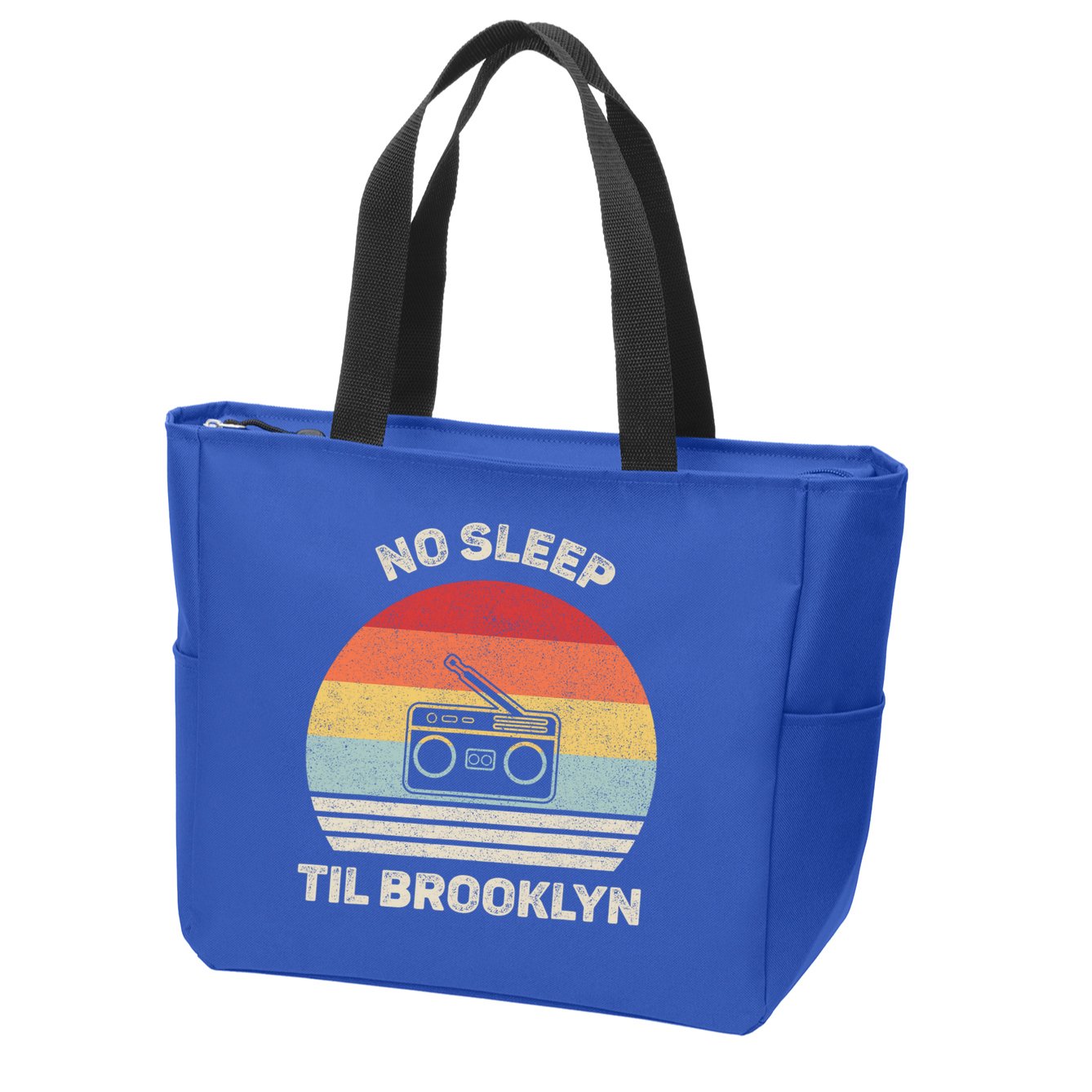 Retro No Sleep Til Brooklyn Gift Old School Portable Stereo Gift Zip Tote Bag