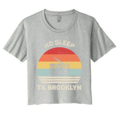 Retro No Sleep Til Brooklyn Gift Old School Portable Stereo Gift Women's Crop Top Tee