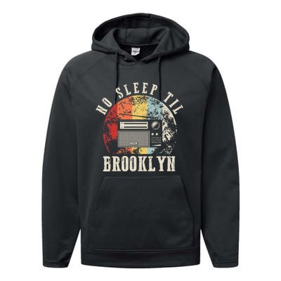 Retro No Sleep Til Brooklyn Old School Portable Stereo Performance Fleece Hoodie