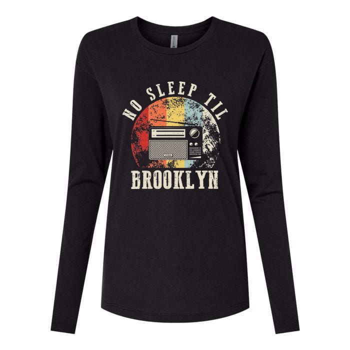 Retro No Sleep Til Brooklyn Old School Portable Stereo Womens Cotton Relaxed Long Sleeve T-Shirt