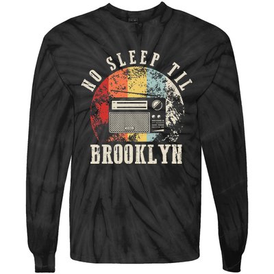 Retro No Sleep Til Brooklyn Old School Portable Stereo Tie-Dye Long Sleeve Shirt