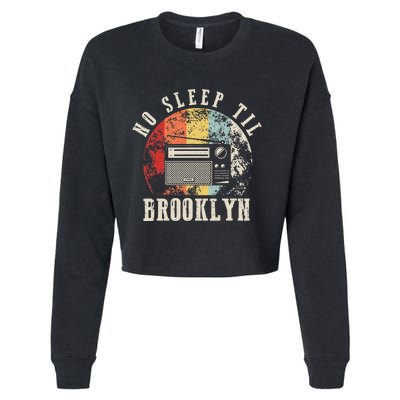 Retro No Sleep Til Brooklyn Old School Portable Stereo Cropped Pullover Crew