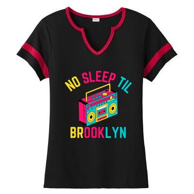 Retro No Sleep Til Brooklyn Ladies Halftime Notch Neck Tee