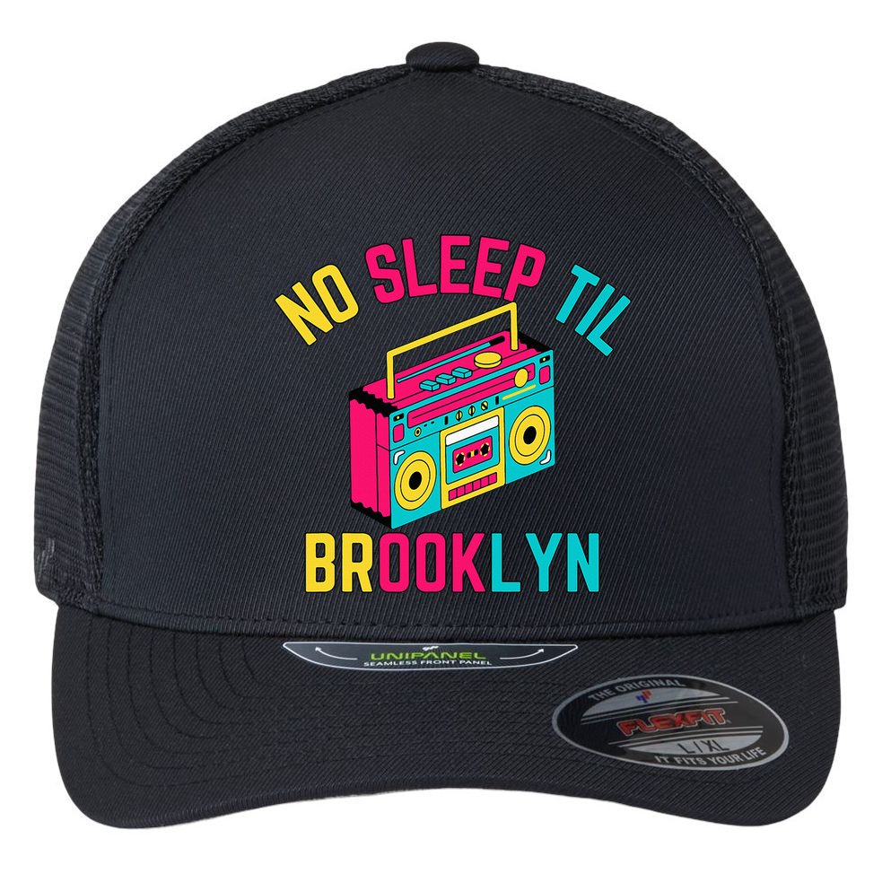 Retro No Sleep Til Brooklyn Flexfit Unipanel Trucker Cap