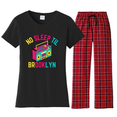 Retro No Sleep Til Brooklyn Women's Flannel Pajama Set