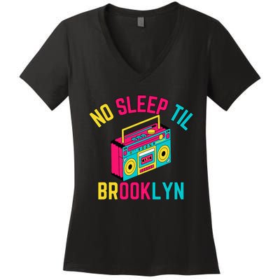 Retro No Sleep Til Brooklyn Women's V-Neck T-Shirt