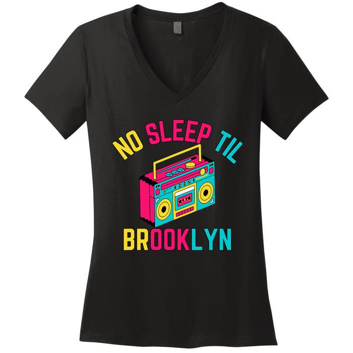 Retro No Sleep Til Brooklyn Women's V-Neck T-Shirt