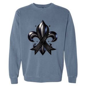 Remember Nola Strong Black Ribbon Support Louisiana Garment-Dyed Sweatshirt