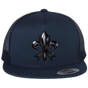 Remember Nola Strong Black Ribbon Support Louisiana Flat Bill Trucker Hat