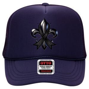 Remember Nola Strong Black Ribbon Support Louisiana High Crown Mesh Back Trucker Hat