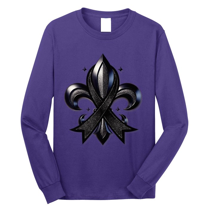 Remember Nola Strong Black Ribbon Support Louisiana Long Sleeve Shirt