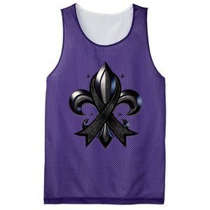 Remember Nola Strong Black Ribbon Support Louisiana Mesh Reversible Basketball Jersey Tank