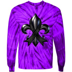 Remember Nola Strong Black Ribbon Support Louisiana Tie-Dye Long Sleeve Shirt