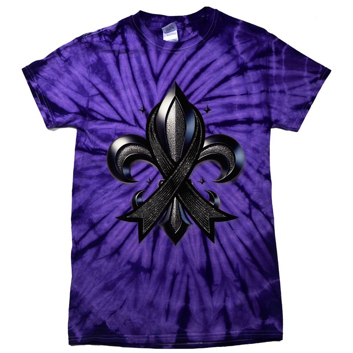 Remember Nola Strong Black Ribbon Support Louisiana Tie-Dye T-Shirt