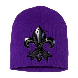 Remember Nola Strong Black Ribbon Support Louisiana Short Acrylic Beanie