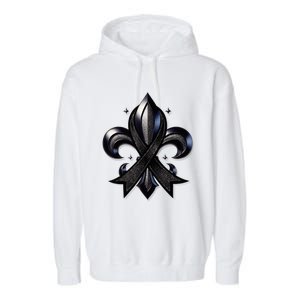 Remember Nola Strong Black Ribbon Support Louisiana Garment-Dyed Fleece Hoodie