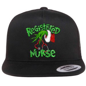 Registered Nurse Stethoscope Santa Elf Christmas Xmas Pajama Flat Bill Trucker Hat