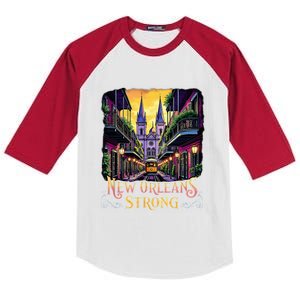 Remember Nola Strong 2025 Unity For New Orleans Culture Kids Colorblock Raglan Jersey