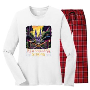 Remember Nola Strong 2025 Unity For New Orleans Culture Women's Long Sleeve Flannel Pajama Set 