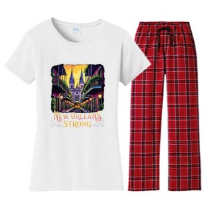 Remember Nola Strong 2025 Unity For New Orleans Culture Women's Flannel Pajama Set