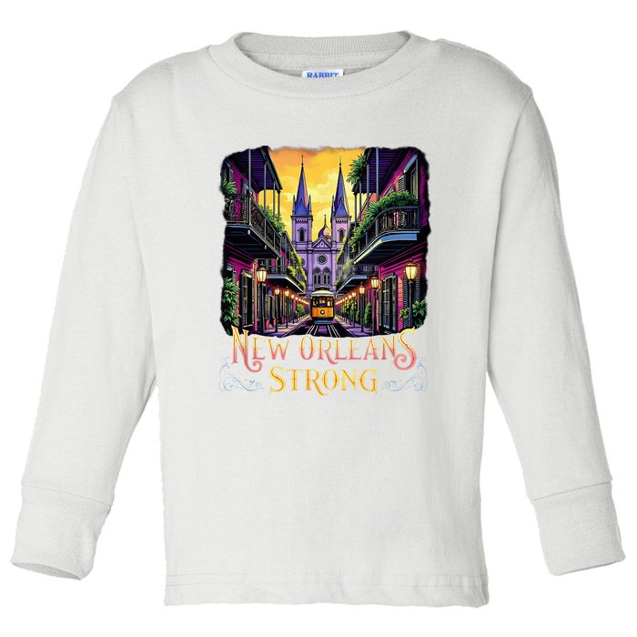 Remember Nola Strong 2025 Unity For New Orleans Culture Toddler Long Sleeve Shirt