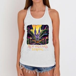 Remember Nola Strong 2025 Unity For New Orleans Culture Women's Knotted Racerback Tank